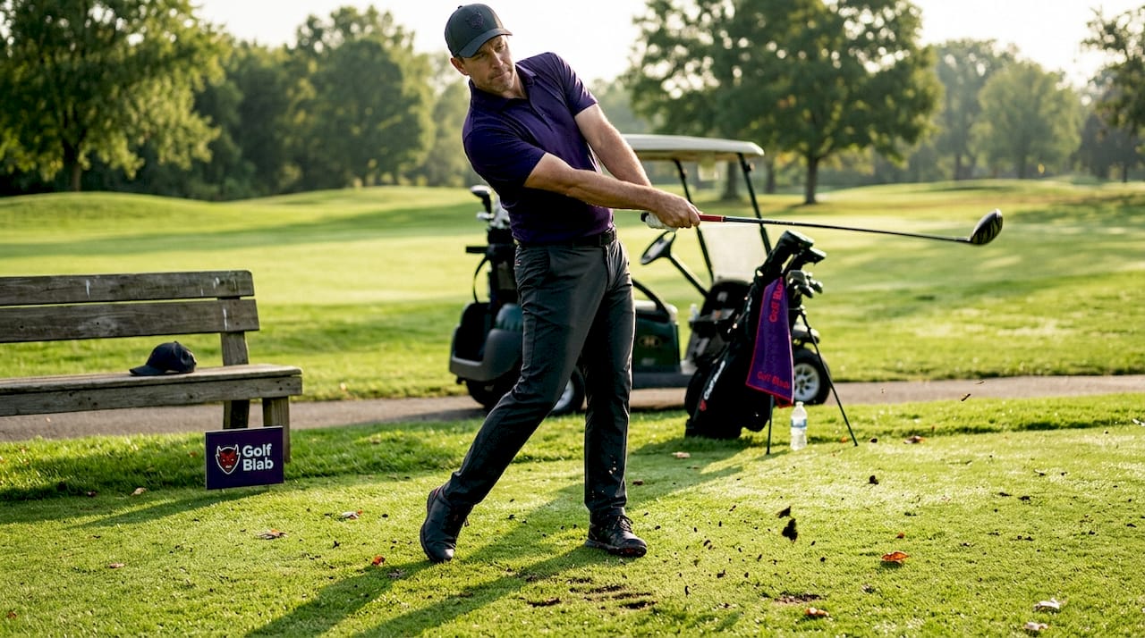 Jugador de golf realizando su golpe inicial desde el tee