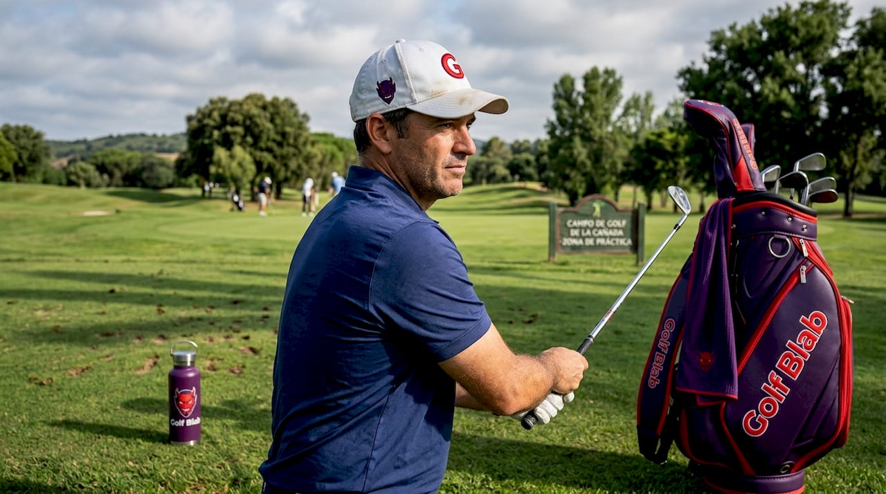 Jugador de golf perfeccionando su swing en el green
