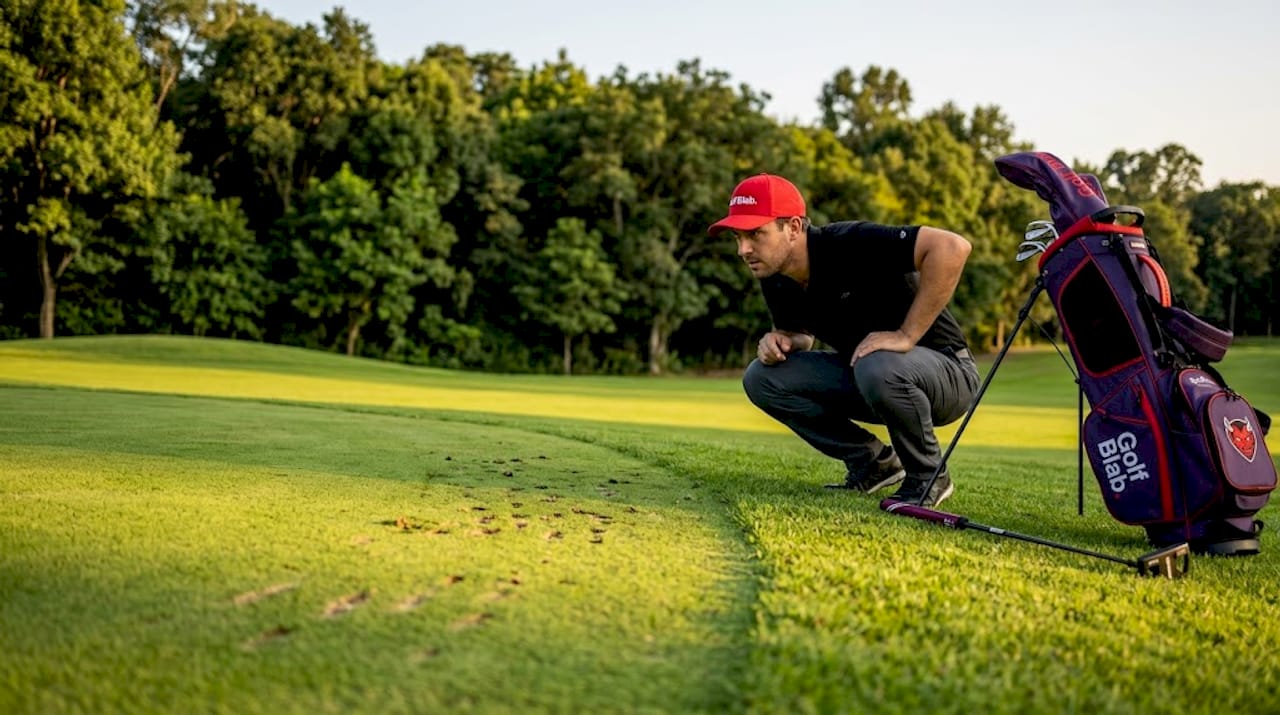 Golfista analizando el green antes de ejecutar su putt