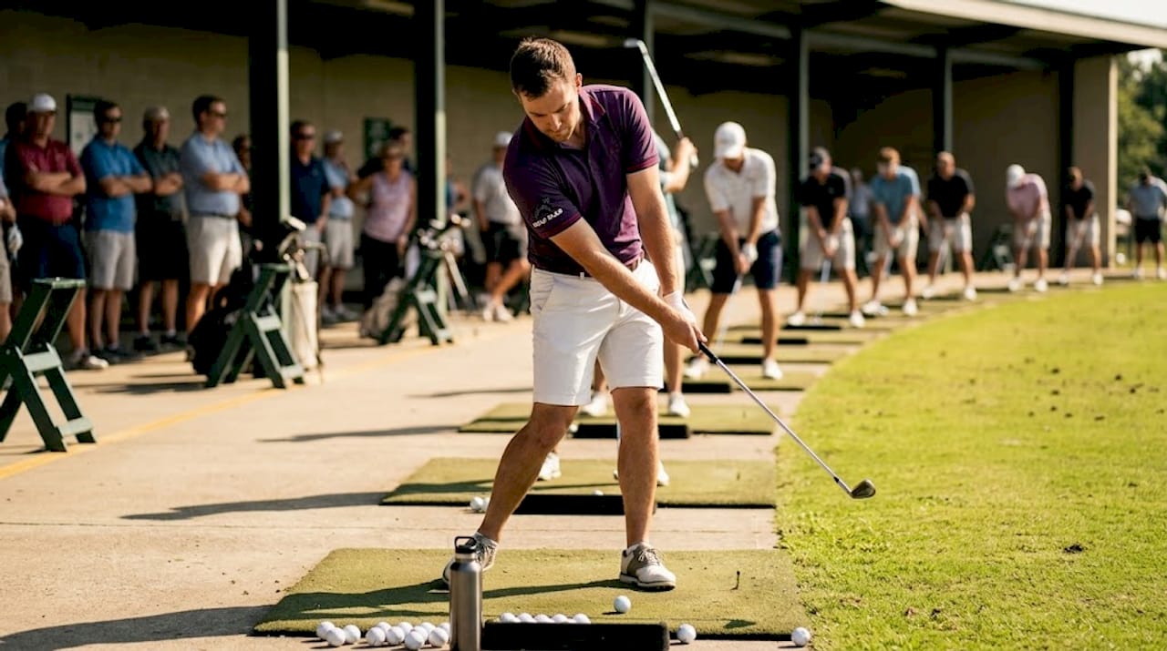 Golfer demonstrating lag during downswing