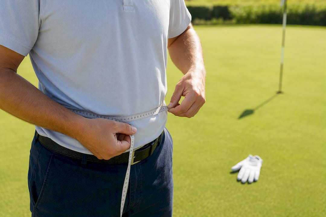 Hands measuring chest for golf polo fit