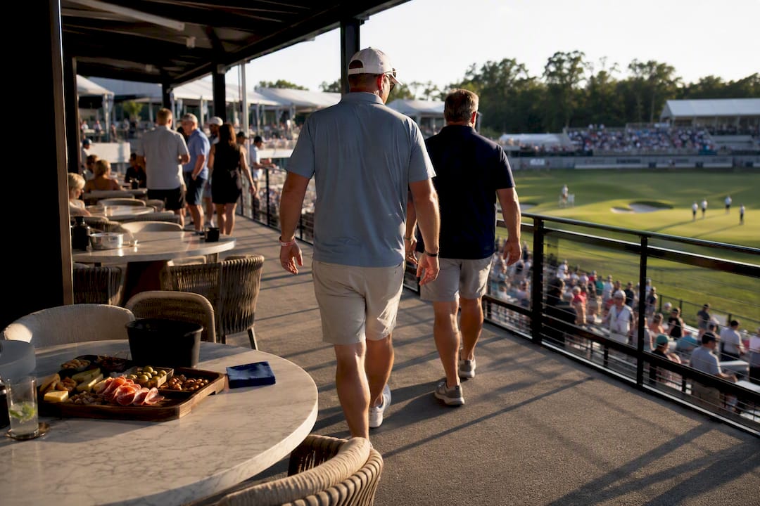 Spectators overlooking a professional golf event