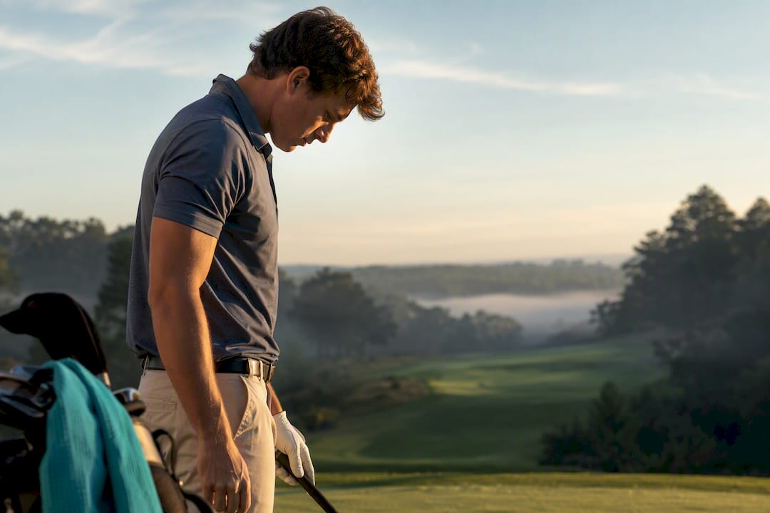 Golfer breathing before a tournament shot